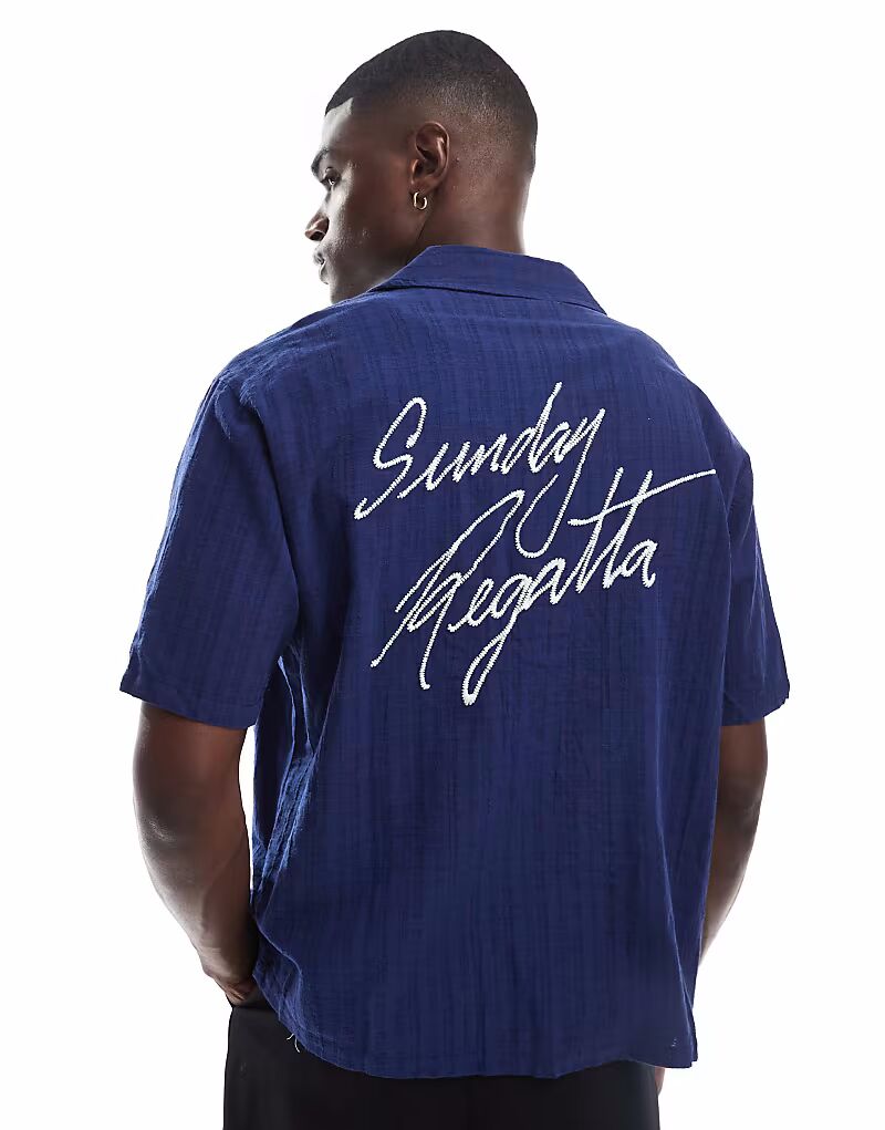 Рубашка свободного кроя в полоску темно-синего цвета Bershka
Рубашка свободного кроя в полоску темно-синего цвета Bershka