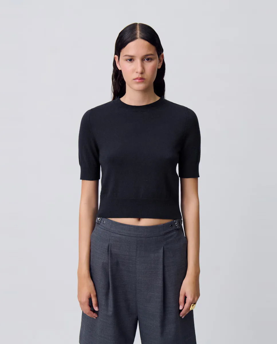 Женский джемпер из тонкой пряжи Claudie Pierlot, темно-синий 
Женский джемпер из тонкой пряжи Claudie Pierlot, темно-синий