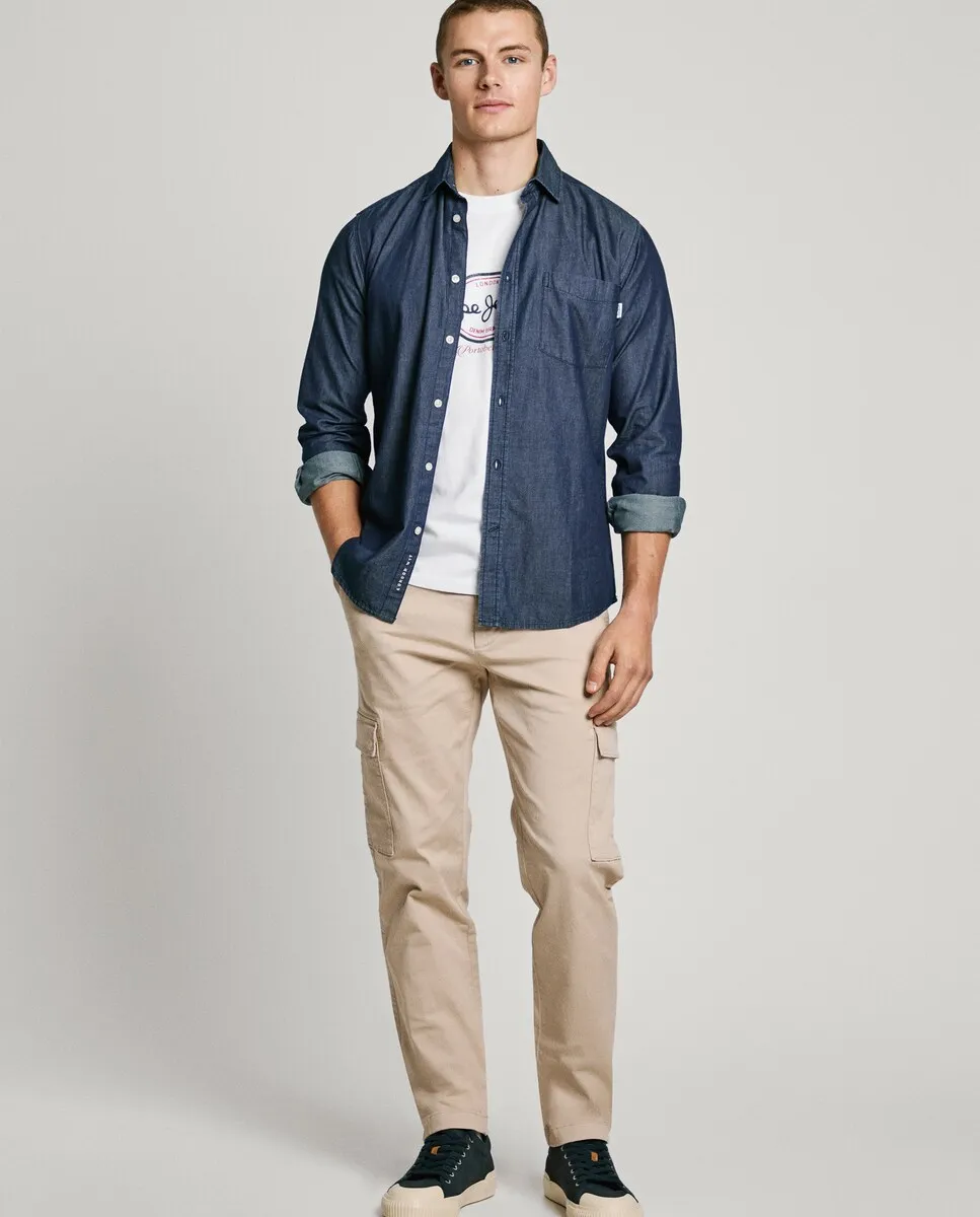 Мужские облегающие брюки-карго из саржевого полотна Pepe Jeans, бежевый
Мужские облегающие брюки-карго из саржевого полотна Pepe Jeans, бежевый