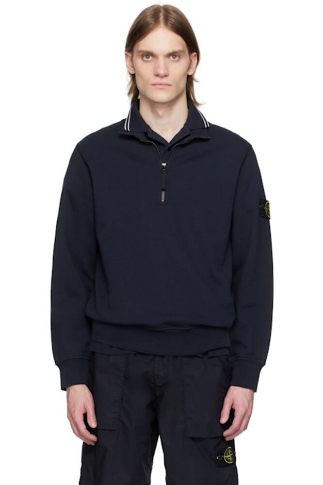 Свитшот из органического хлопкового флиса темно-синего цвета Stone Island
Свитшот из органического хлопкового флиса темно-синего цвета Stone Island