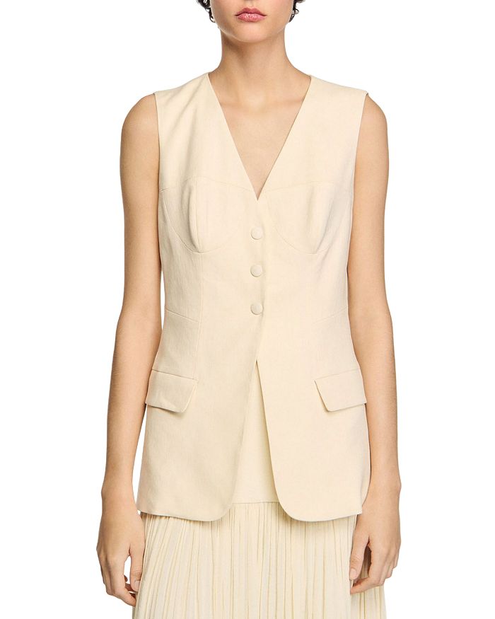 Безрукавка Sandro, слоновая кость/кремовый 
Безрукавка Sandro, слоновая кость/кремовый