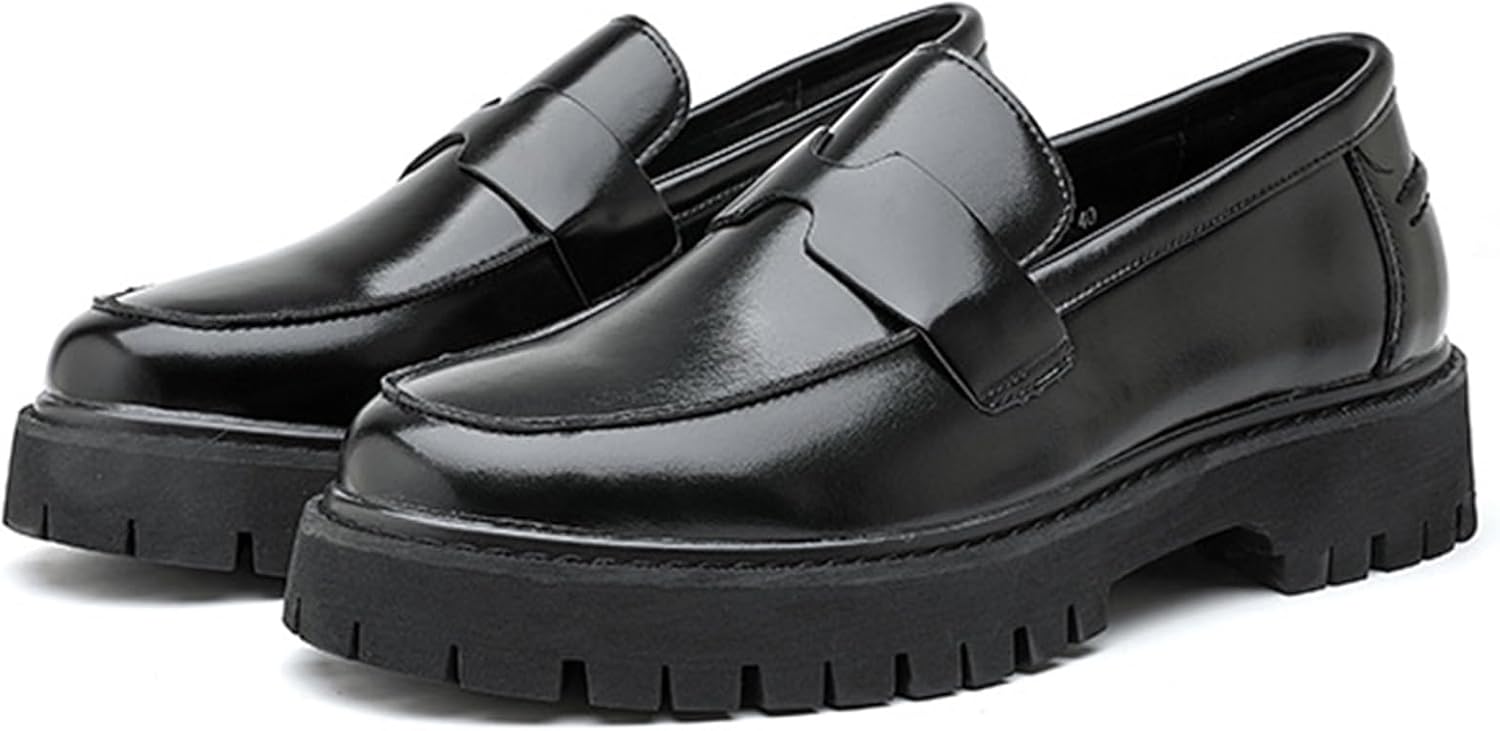 Мужские кожаные лоферы на платформе с пенни, стильные с круглым носком, подошвой с протектором, нескользящие, без шнурков, подходят для работы, деловой и повседневной носки Ghibhna, черный
Мужские кожаные лоферы на платформе с пенни, стильные с круглым носком, подошвой с протектором, нескользящие, без шнурков, подходят для работы, деловой и повседневной носки Ghibhna, черный