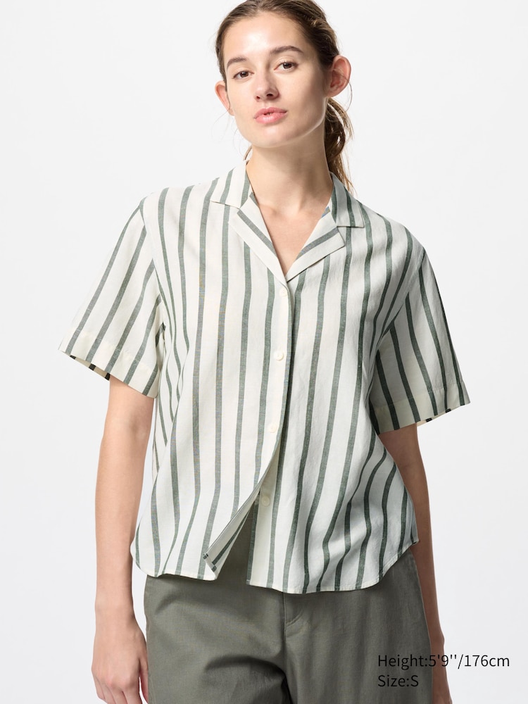 Рубашка из льняной смеси полосатая с коротким рукавом Uniqlo, цвет 56
Рубашка из льняной смеси полосатая с коротким рукавом Uniqlo, цвет 56