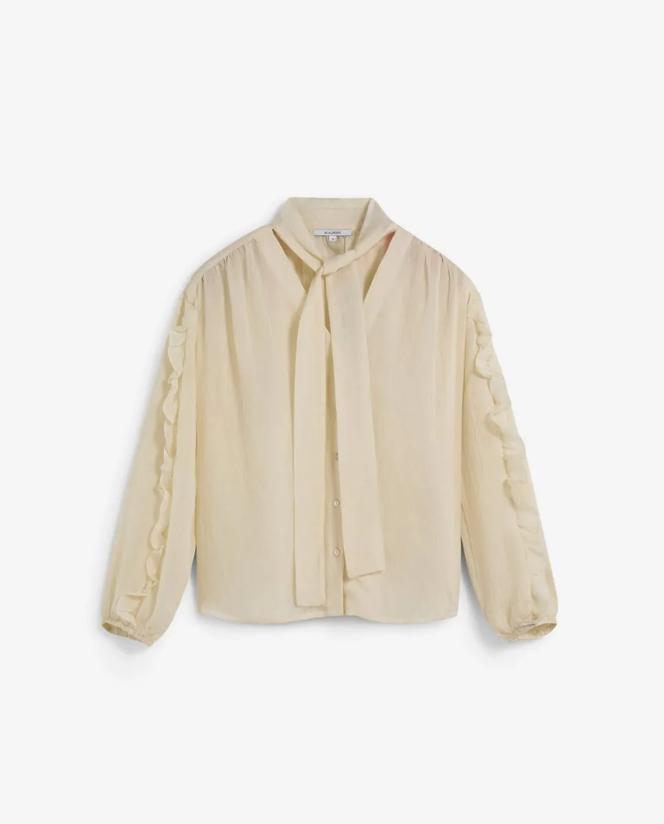 Женская блузка с завязкой и воланом на рукаве Scalpers, светло-бежевый
Женская блузка с завязкой и воланом на рукаве Scalpers, светло-бежевый