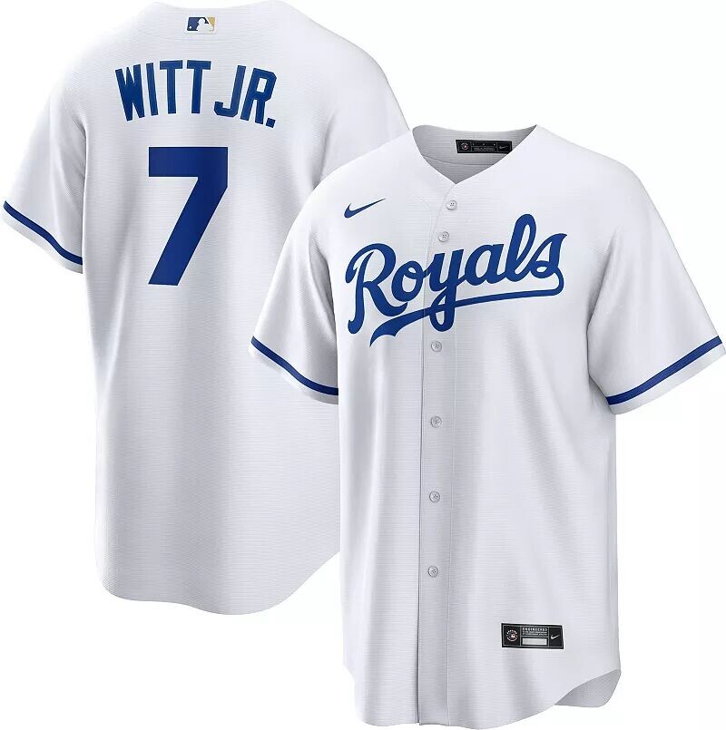 Мужская домашняя майка Nike Kansas City Royals Bobby Witt Jr. #7 белого цвета Cool Base
Мужская домашняя майка Nike Kansas City Royals Bobby Witt Jr. #7 белого цвета Cool Base