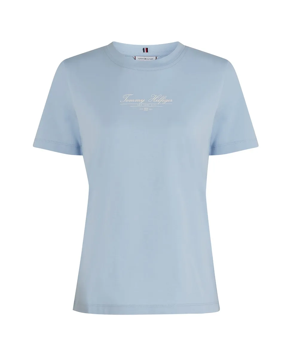 Женская футболка с короткими рукавами и круглым вырезом Tommy Hilfiger Curve, голубой 
Женская футболка с короткими рукавами и круглым вырезом Tommy Hilfiger Curve, голубой
