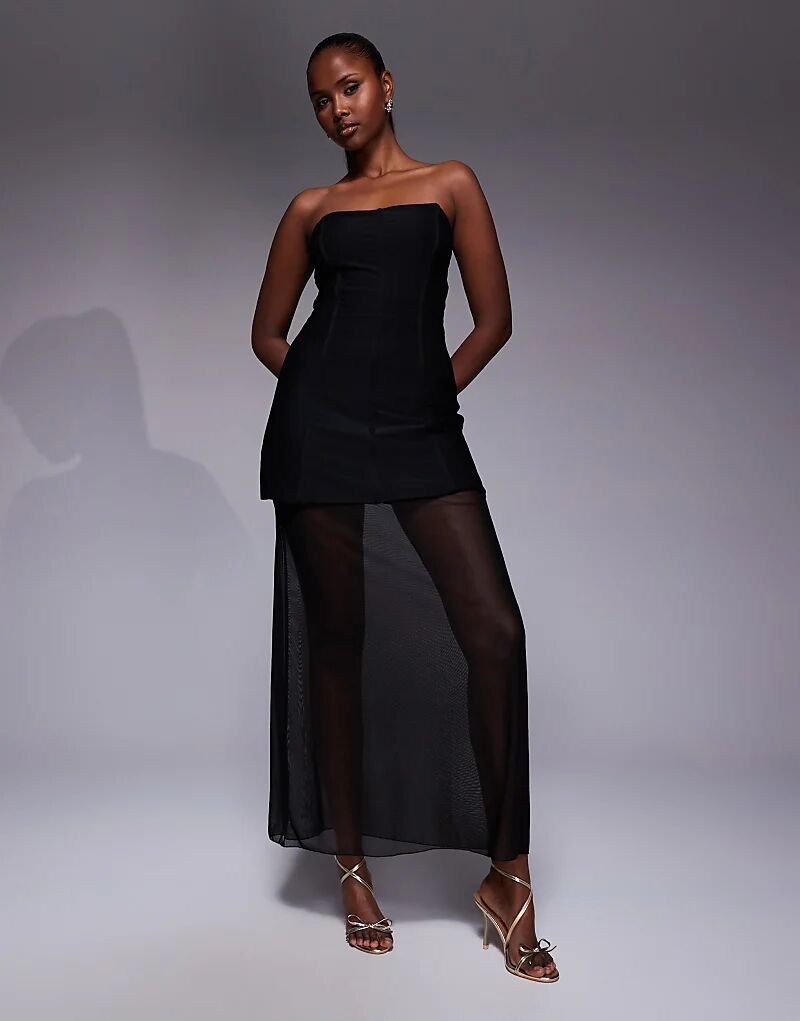 Эксклюзивное структурированное платье-бандо Kaiia с контрастной юбкой и прозрачным подолом черного цвета
Эксклюзивное структурированное платье-бандо Kaiia с контрастной юбкой и прозрачным подолом черного цвета