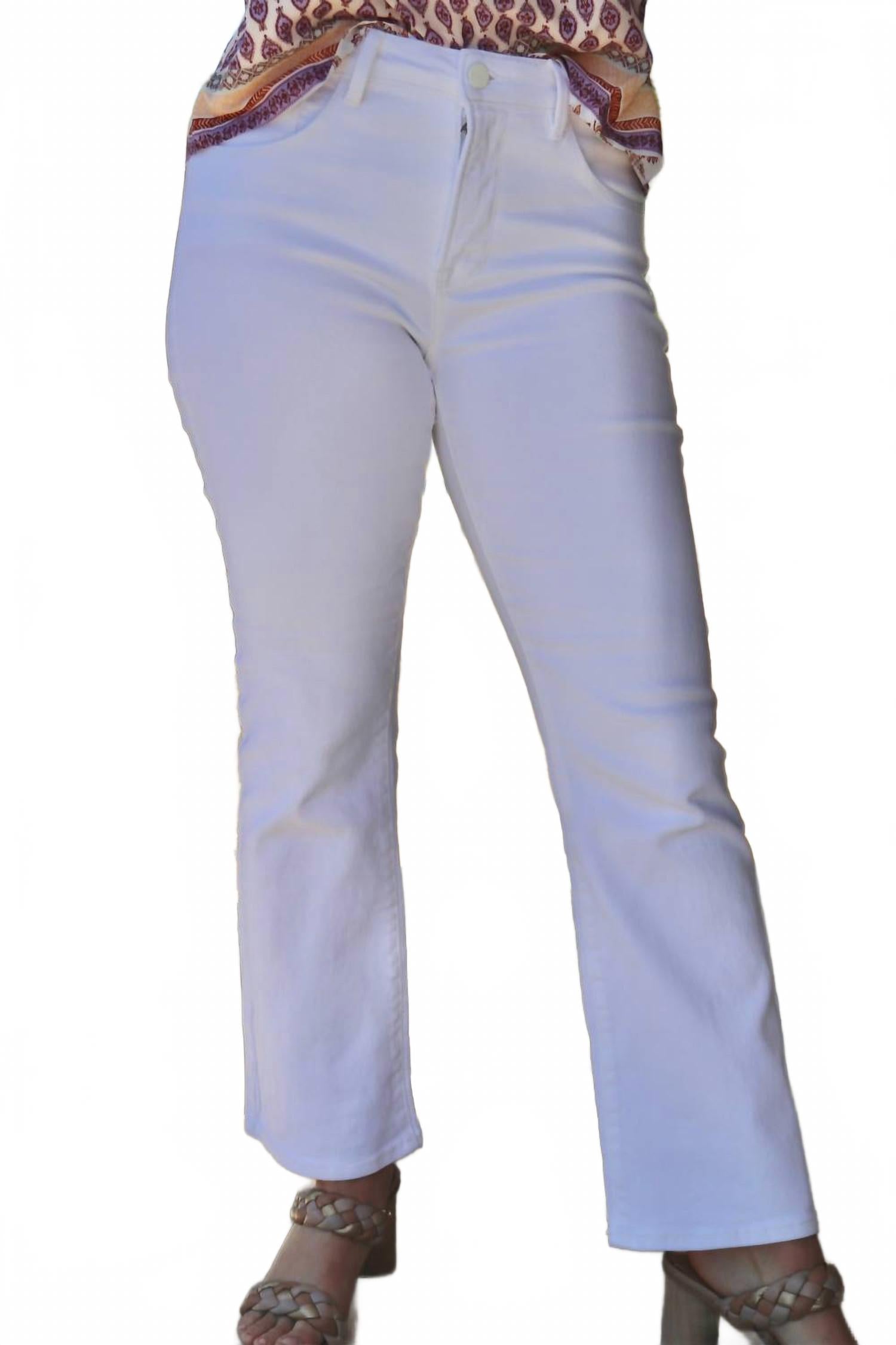 Женские джинсы мид-райз буткат в белом цвете RISEN
Женские джинсы мид-райз буткат в белом цвете RISEN