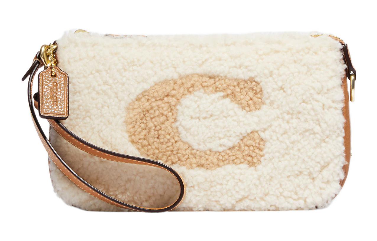 COACH Нолита Кожаная сумка клатч на запястье с меховой вставкой и аппликацией малого размера для женщин в бело-коричневом цвете
COACH Нолита Кожаная сумка клатч на запястье с меховой вставкой и аппликацией малого размера для женщин в бело-коричневом цвете