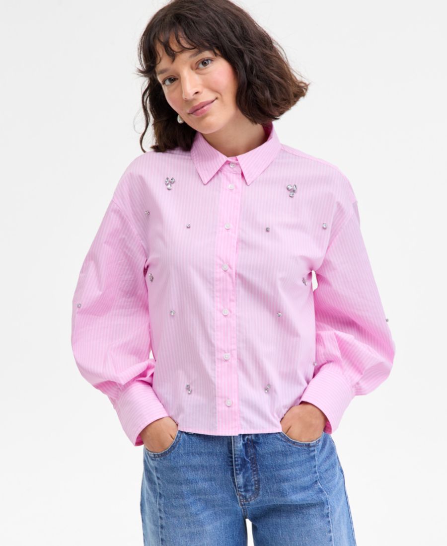 Женская полосатая рубашка с декором, размеры XXS-3X On 34th, Butterfly Pink Combo
Женская полосатая рубашка с декором, размеры XXS-3X On 34th, Butterfly Pink Combo