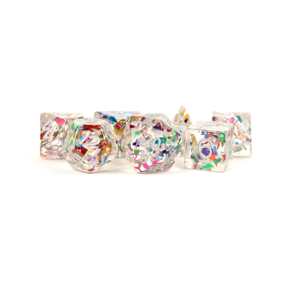 Поли-набор радужной фольги с серебром (7), Resin Dice - Assorted (Metallic Dice Games)
Поли-набор радужной фольги с серебром (7), Resin Dice - Assorted (Metallic Dice Games)
