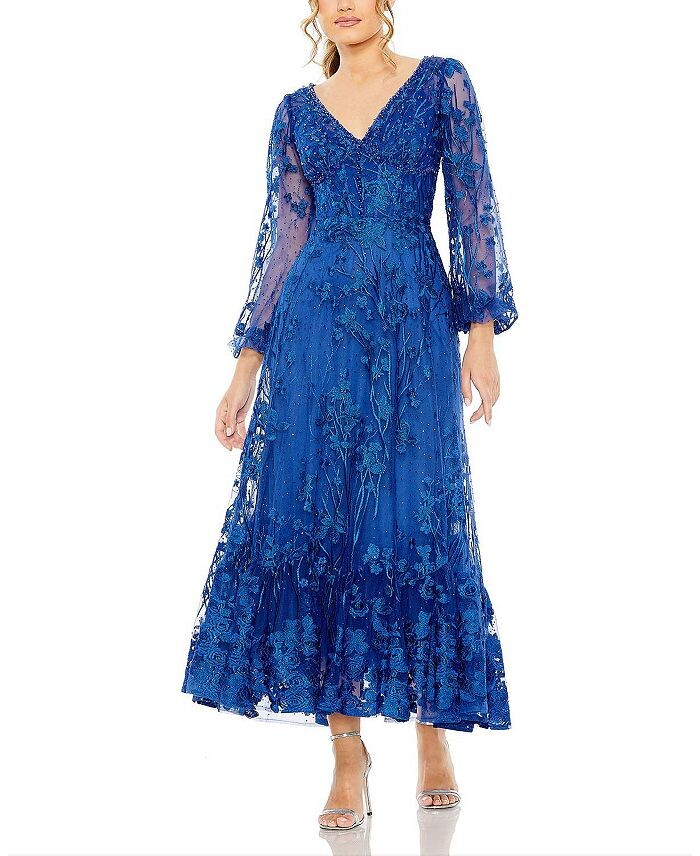 Платье трапециевидной формы из декорированной сетки Mac Duggal с пышными рукавами, синий
Платье трапециевидной формы из декорированной сетки Mac Duggal с пышными рукавами, синий