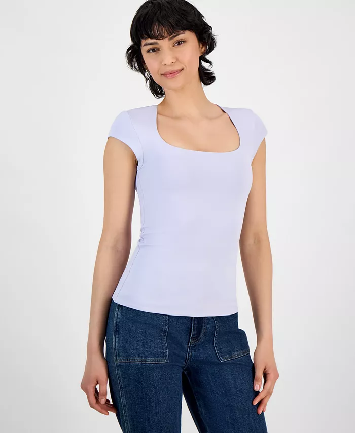 Женский топ с квадратным вырезом и короткими рукавами And Now This, фиолетовый
Женский топ с квадратным вырезом и короткими рукавами And Now This, фиолетовый