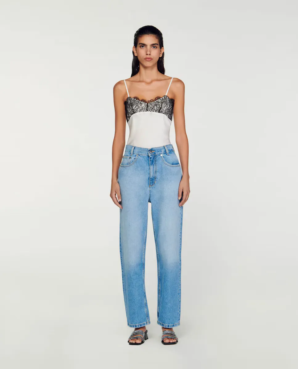 Женские прямые джинсы с низкой посадкой в винтажном стиле Sandro, синий
Женские прямые джинсы с низкой посадкой в винтажном стиле Sandro, синий