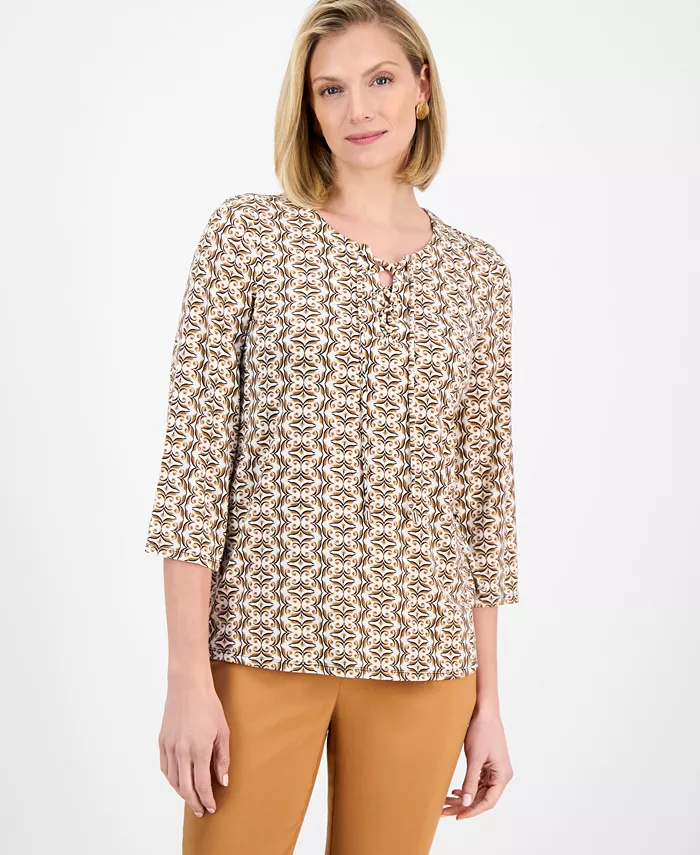 Блуза с геометрическим принтом и рукавом 3/4, укороченная JM Collection, коричневый
Блуза с геометрическим принтом и рукавом 3/4, укороченная JM Collection, коричневый