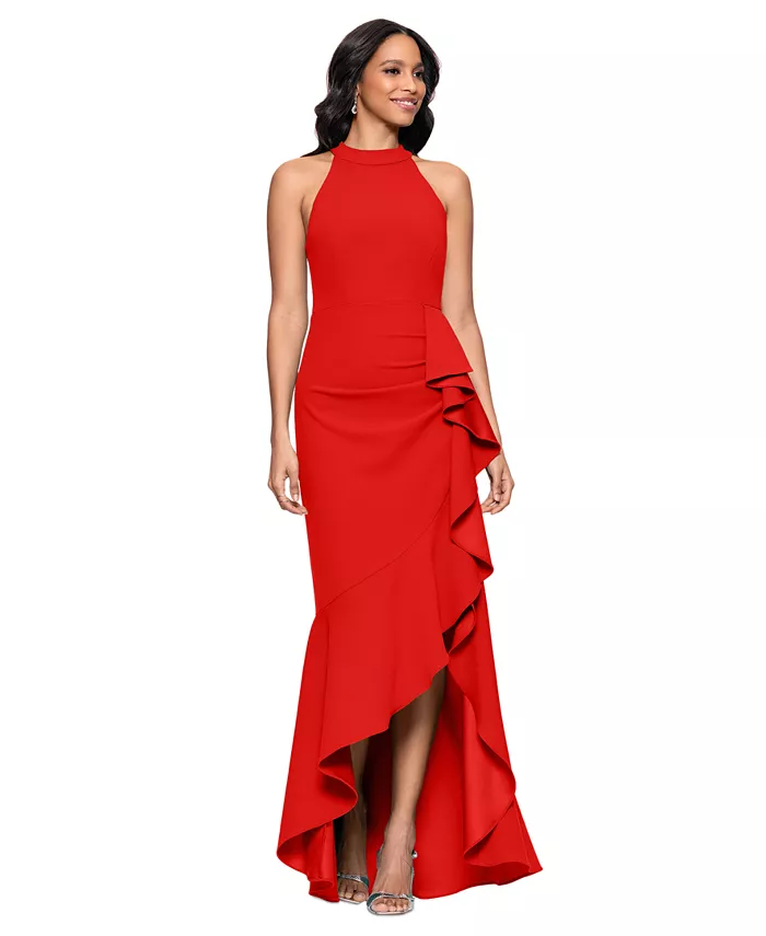 Маленькое платье без рукавов с рюшами и асимметричным подолом Betsy & Adam, красный 
Маленькое платье без рукавов с рюшами и асимметричным подолом Betsy & Adam, красный
