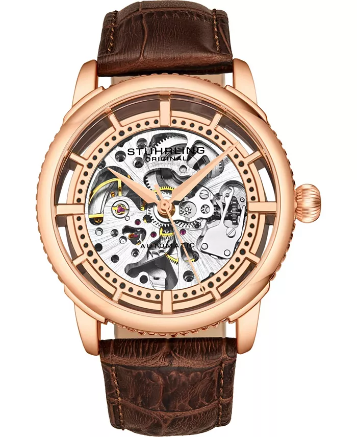 Мужские часы с черным ремешком из натуральной кожи с тиснением под аллигатора, 42 мм Stuhrling, розовый
Мужские часы с черным ремешком из натуральной кожи с тиснением под аллигатора, 42 мм Stuhrling, розовый