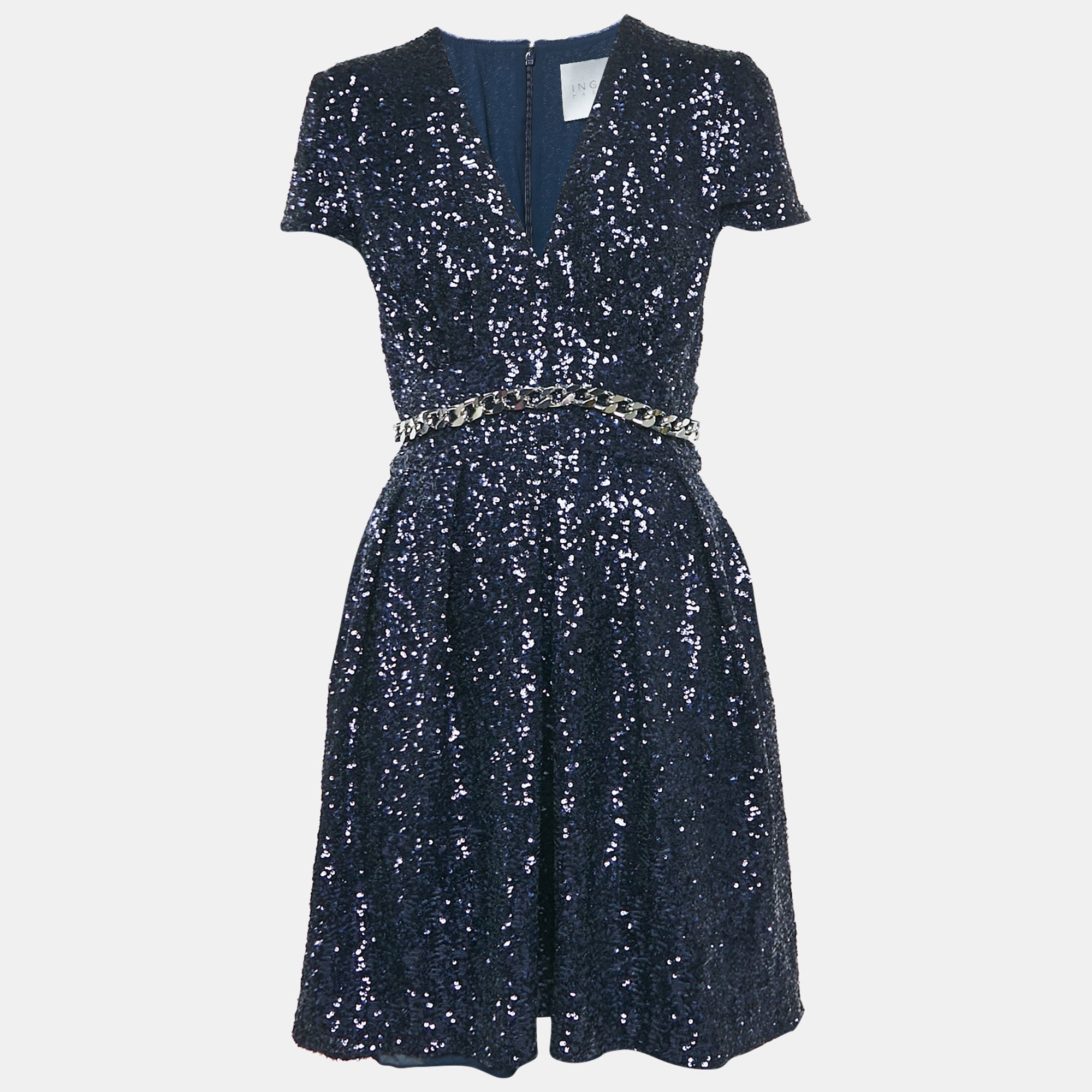 Мини-платье Ingie Paris темно-синего цвета с пайетками и V-образным вырезом
Мини-платье Ingie Paris темно-синего цвета с пайетками и V-образным вырезом