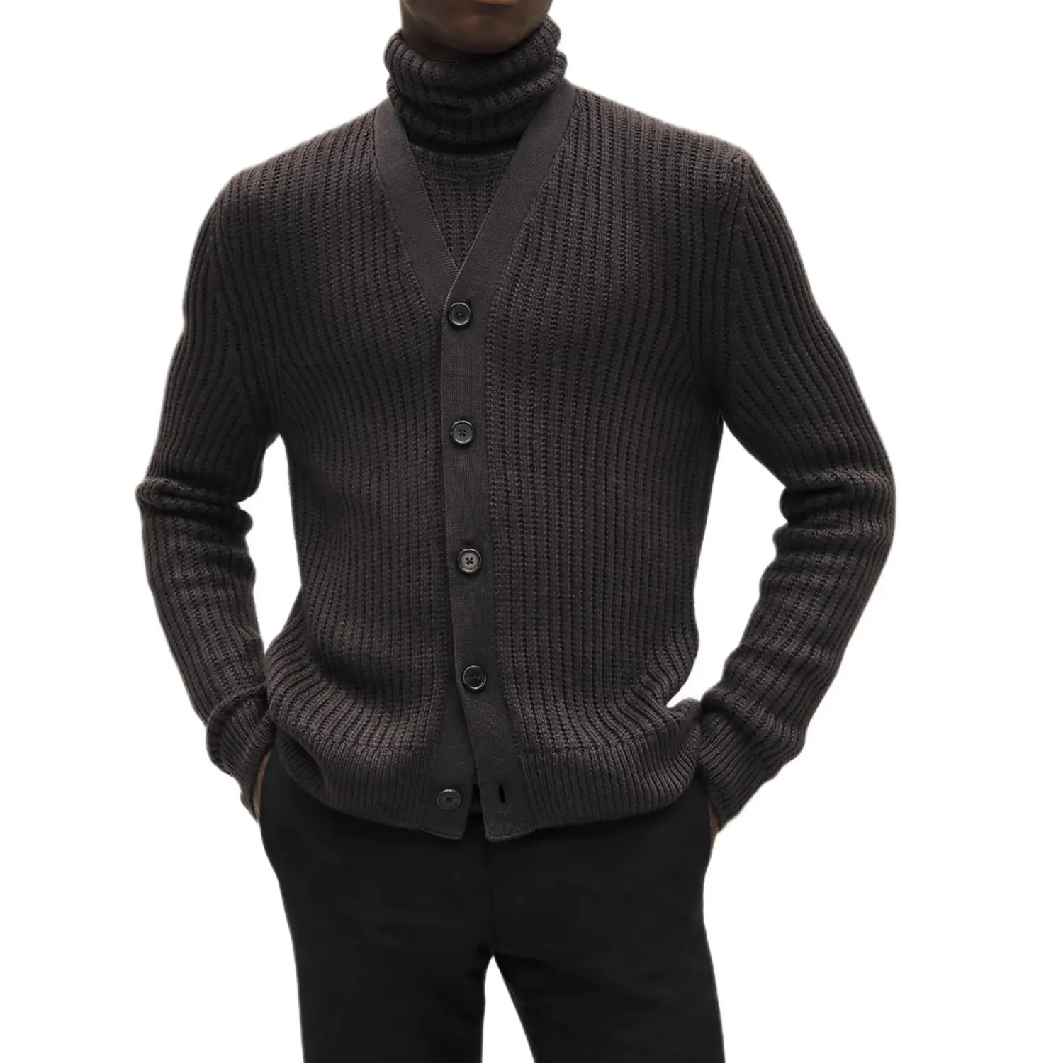 Мужской трикотажный кардиган с V-образным вырезом, цвет кофе, средней жесткости Hermes, коричневый
Мужской трикотажный кардиган с V-образным вырезом, цвет кофе, средней жесткости Hermes, коричневый