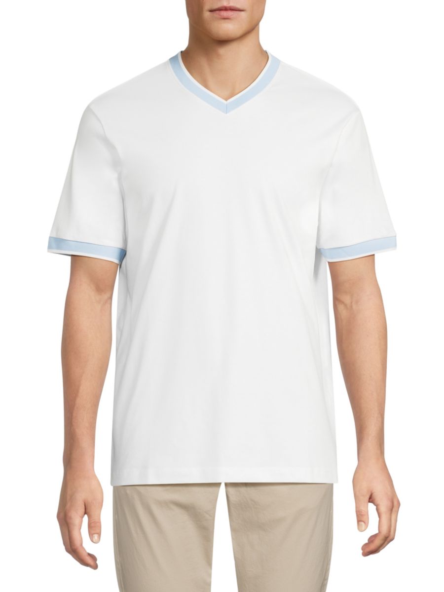 Футболка из хлопка пима с контрастной отделкой Bugatchi, белый
Футболка из хлопка пима с контрастной отделкой Bugatchi, белый