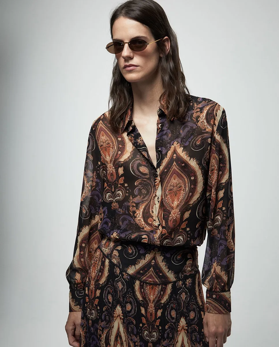 Рубашка с узором пейсли Sfera, черный
Рубашка с узором пейсли Sfera, черный