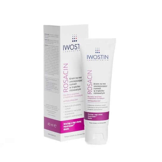 Ивостин, Розацин, ночной крем, уменьшающий покраснения при розацеа, 40 мл, Iwostin