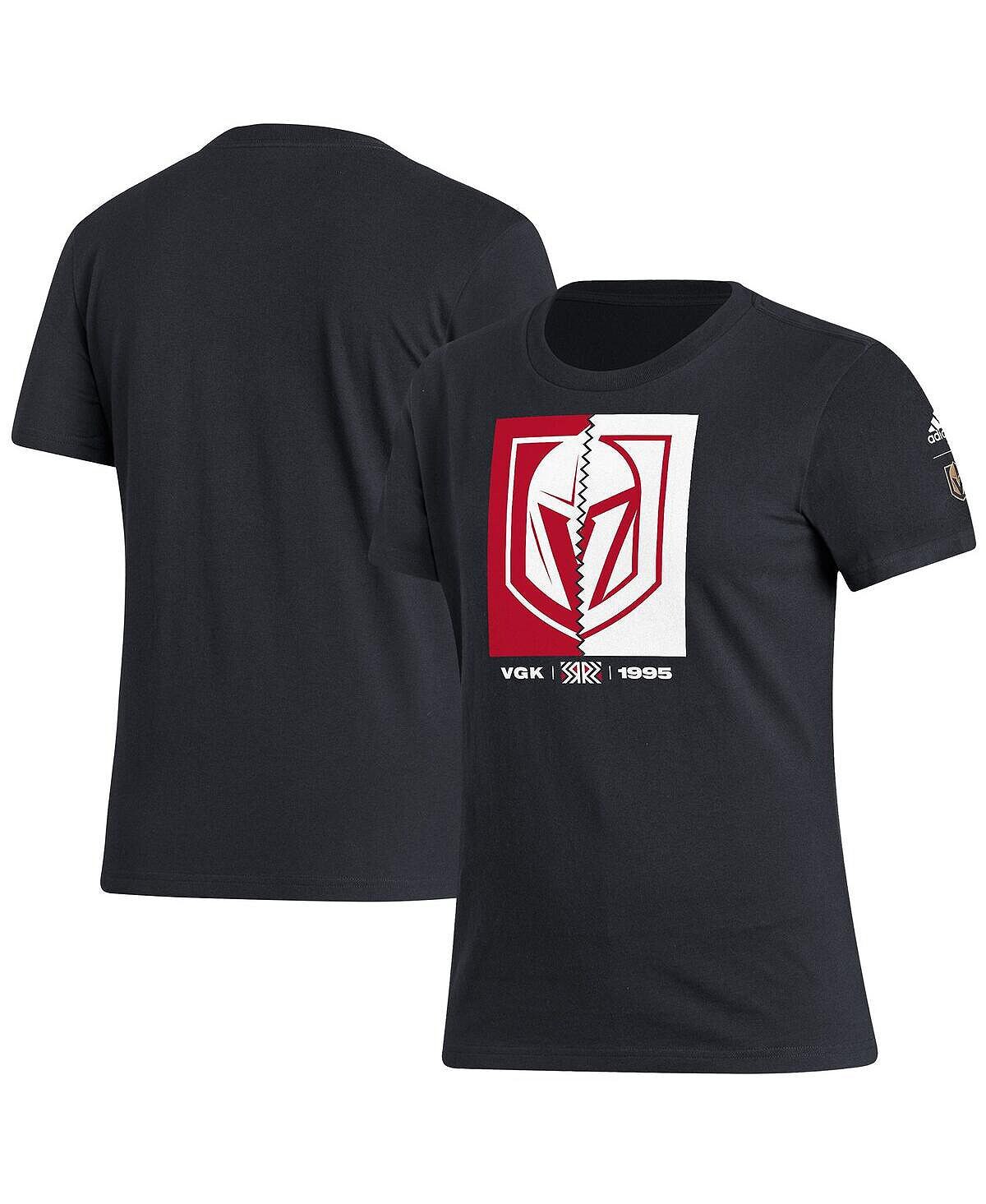 Женская черная футболка Vegas Golden Knights Reverse Retro 2.0 Playmaker adidas, черный 
Женская черная футболка Vegas Golden Knights Reverse Retro 2.0 Playmaker adidas, черный