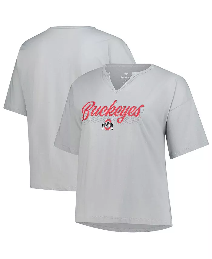 Женская серая футболка Ohio State Buckeyes больших размеров Winning Gear с вырезом-ножом Fanatics
Женская серая футболка Ohio State Buckeyes больших размеров Winning Gear с вырезом-ножом Fanatics