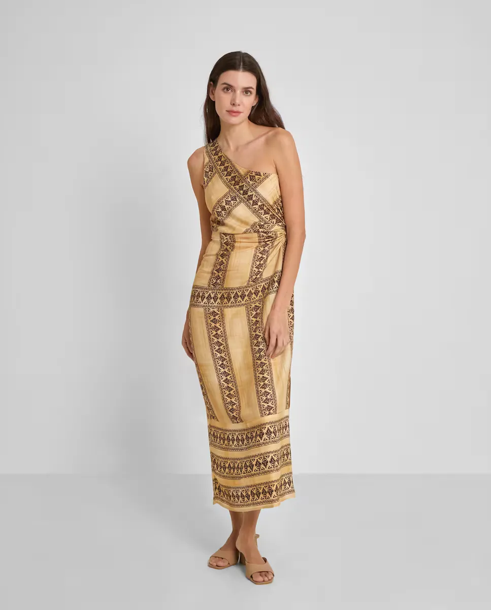 Асимметричное миди-платье с принтом Trucco, бежевый
Асимметричное миди-платье с принтом Trucco, бежевый