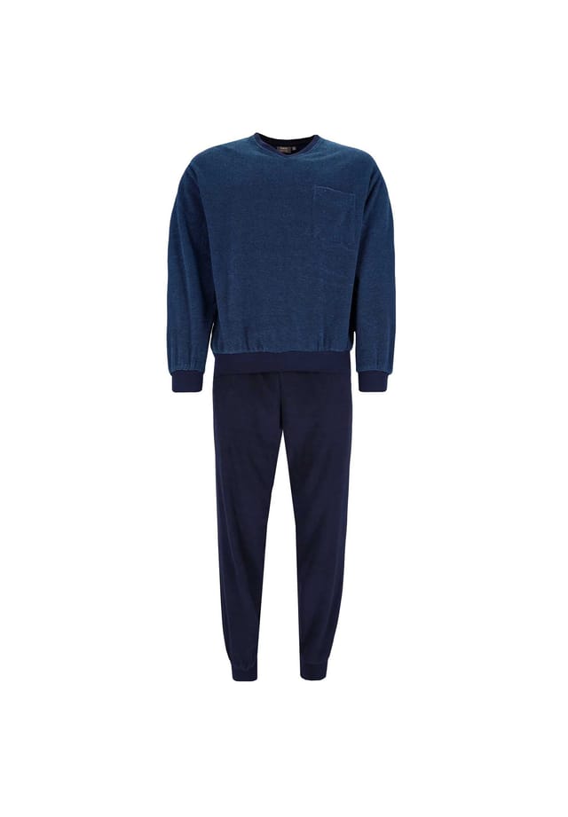 Пижамный комплект из 2 предметов - длинные манжеты V-образный вырез махровая хлопковая смесь Hajo, синий
Пижамный комплект из 2 предметов - длинные манжеты V-образный вырез махровая хлопковая смесь Hajo, синий