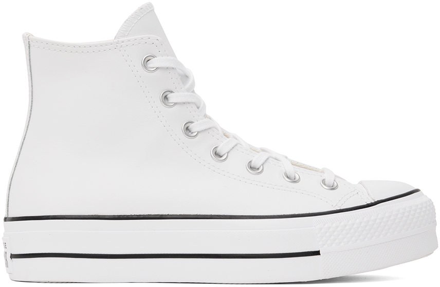 Белые высокие кожаные кеды Chuck Taylor All Star Lift Converse, белый/черный/белый 
Белые высокие кожаные кеды Chuck Taylor All Star Lift Converse, белый/черный/белый