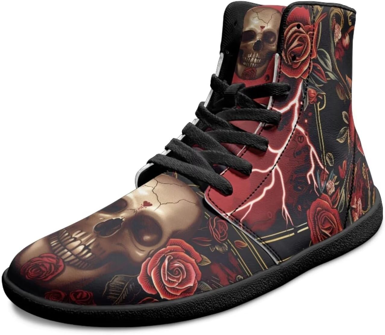 Готические кроссовки с черепом без каблука для мужчин и женщин, высокие повседневные спортивные кроссовки для ходьбы, противоскользящие, с нулевым перепадом, модные кеды Chririnla, Skull With Red Rose Flower
Готические кроссовки с черепом без каблука для мужчин и женщин, высокие повседневные спортивные кроссовки для ходьбы, противоскользящие, с нулевым перепадом, модные кеды Chririnla, Skull With Red Rose Flower