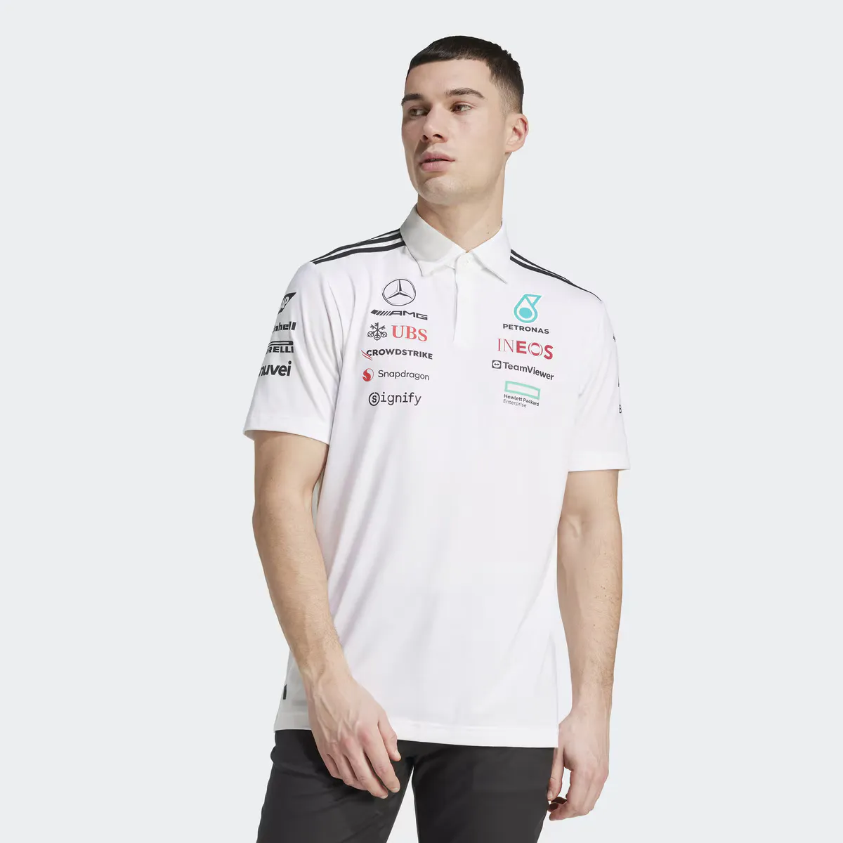 Поло мужское Mercedes-AMG Petronas Formula 1 Team Adidas, белый
Поло мужское Mercedes-AMG Petronas Formula 1 Team Adidas, белый