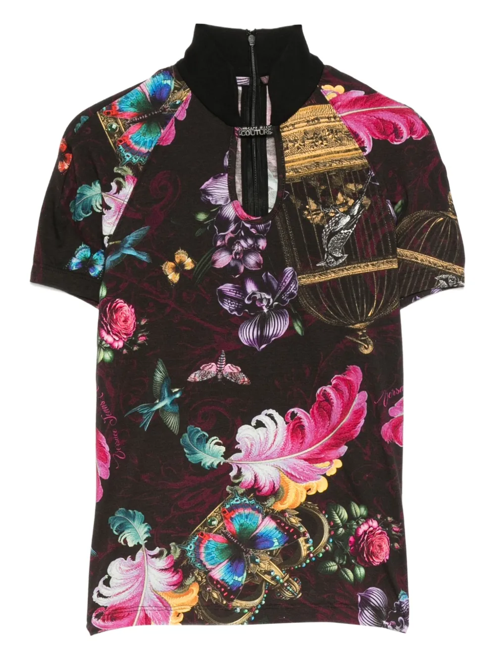 Топ с цветочным принтом и высоким воротом Versace Jeans Couture, черный
Топ с цветочным принтом и высоким воротом Versace Jeans Couture, черный