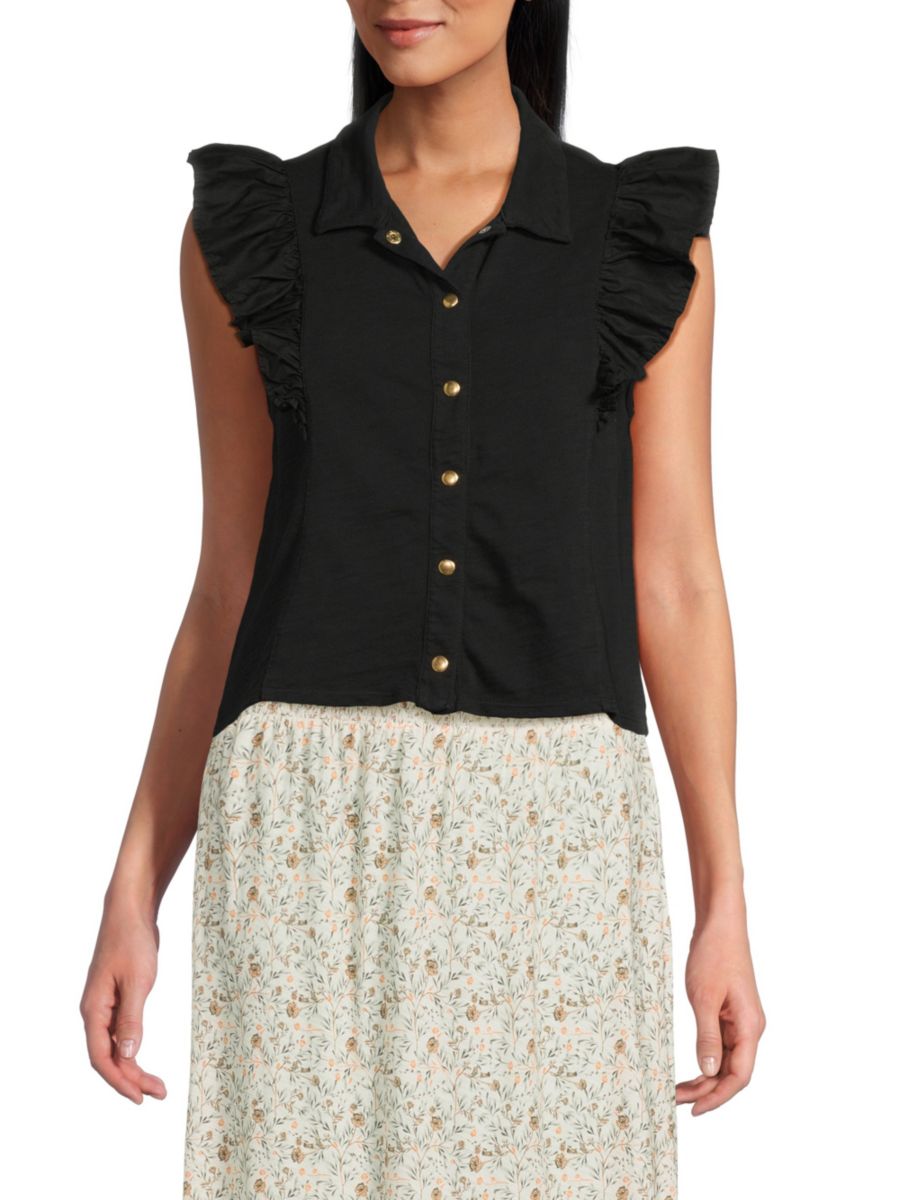 Топ с оборками и застежкой на пуговицы Archer Nation LTD, цвет Jet Black
Топ с оборками и застежкой на пуговицы Archer Nation LTD, цвет Jet Black