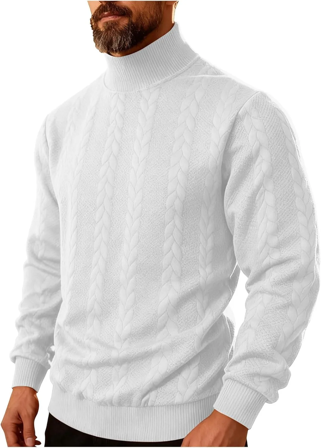 Мужской свитер с воротником-стойкой, длинным рукавом и косой вязкой
Мужской свитер с воротником-стойкой, длинным рукавом и косой вязкой