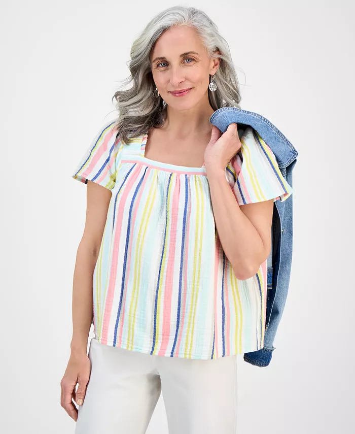 Повседневная хлопковая блузка с квадратным вырезом Petite Style & Co, белый
Повседневная хлопковая блузка с квадратным вырезом Petite Style & Co, белый