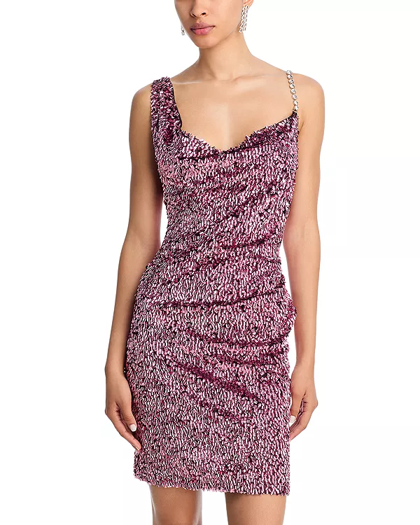 Мини-Платье, украшенное кристаллами на бретелях Area, розовый
Мини-Платье, украшенное кристаллами на бретелях Area, розовый