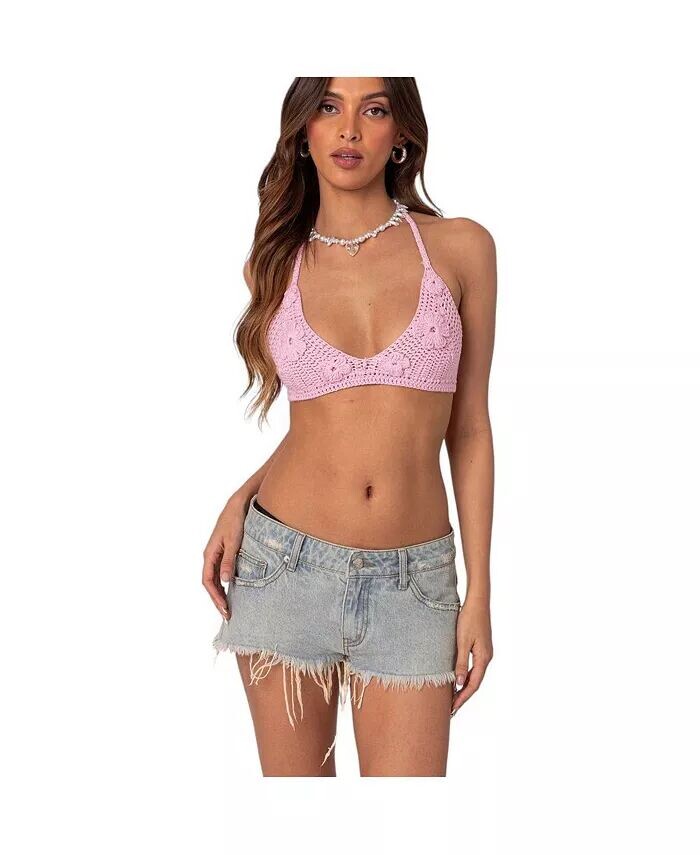 Женский топ-бюстгальтер Missy, связанный крючком Edikted, розовый
Женский топ-бюстгальтер Missy, связанный крючком Edikted, розовый