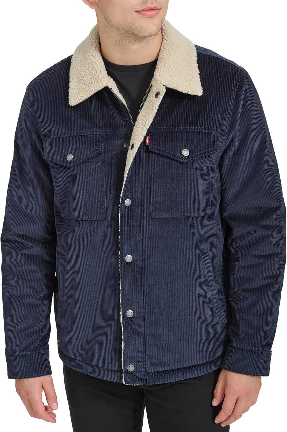 Мужская вельветовая куртка Levi's с подкладкой из шерпы (стандартные размеры, большие и высокие), Navy Wide Wale Corduroy
Мужская вельветовая куртка Levi's с подкладкой из шерпы (стандартные размеры, большие и высокие), Navy Wide Wale Corduroy