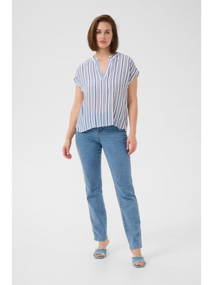 Блузка KAanja с короткими рукавами, стандартного кроя, в сине-меловую полоску. Kaffe
Блузка KAanja с короткими рукавами, стандартного кроя, в сине-меловую полоску. Kaffe