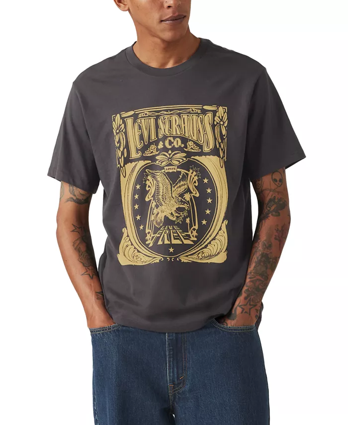 Мужская классическая футболка с коротким рукавом и принтом Levi's, черный
Мужская классическая футболка с коротким рукавом и принтом Levi's, черный