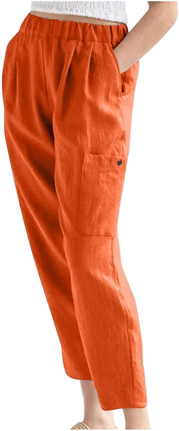 JOAU Женские летние укороченные брюки 2024 с высокой эластичной талией и карманами
JOAU Женские летние укороченные брюки 2024 с высокой эластичной талией и карманами