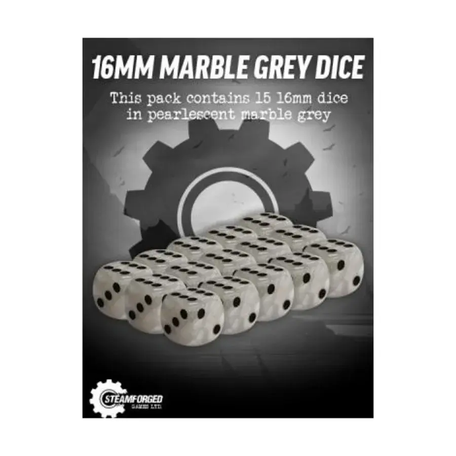d6 16 мм мраморно-серый (15) — жемчужный, Steamforged Gaming Accessories - Dice
d6 16 мм мраморно-серый (15) — жемчужный, Steamforged Gaming Accessories - Dice