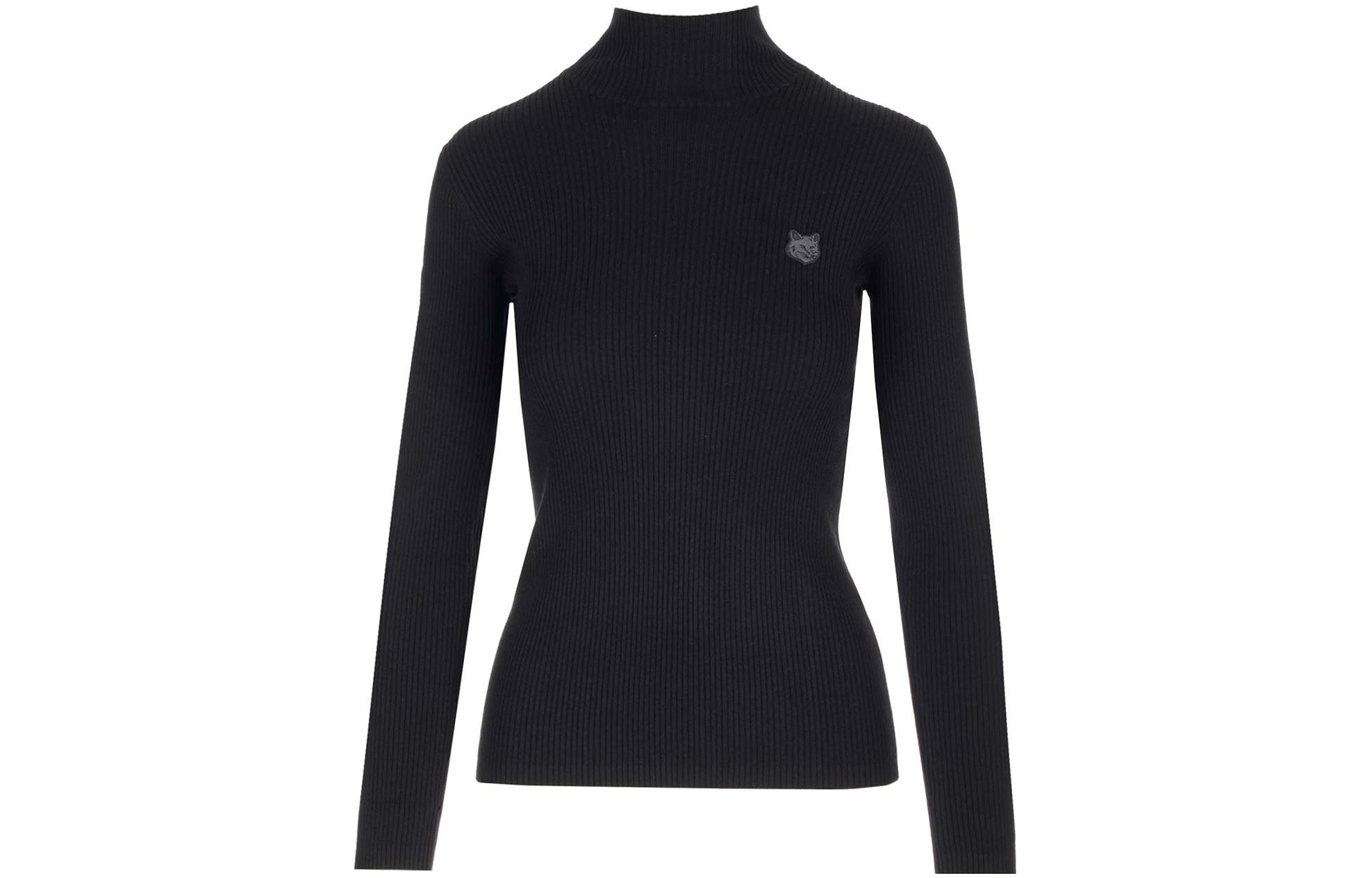 Свитер с воротником-стойкой и вышитым логотипом Maison Kitsune, черный
Свитер с воротником-стойкой и вышитым логотипом Maison Kitsune, черный