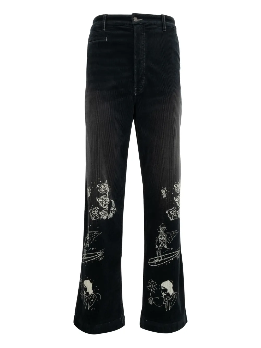 Вельветовые брюки с принтом cout de la liberte, черный 
Вельветовые брюки с принтом cout de la liberte, черный