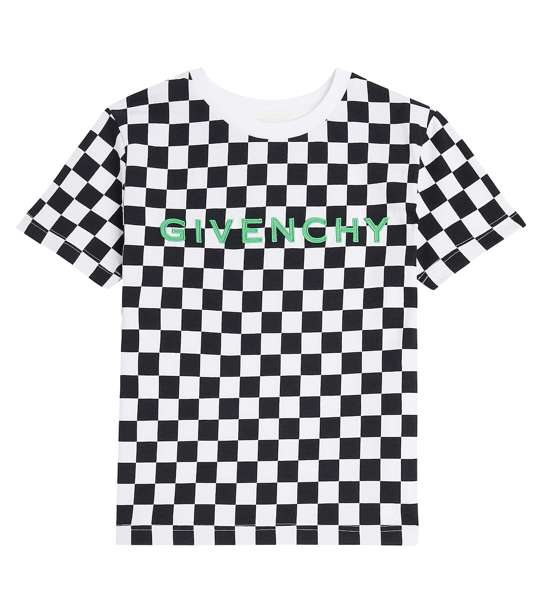 Футболка из хлопкового джерси с логотипом в клетку Givenchy Kids, Black White
Футболка из хлопкового джерси с логотипом в клетку Givenchy Kids, Black White