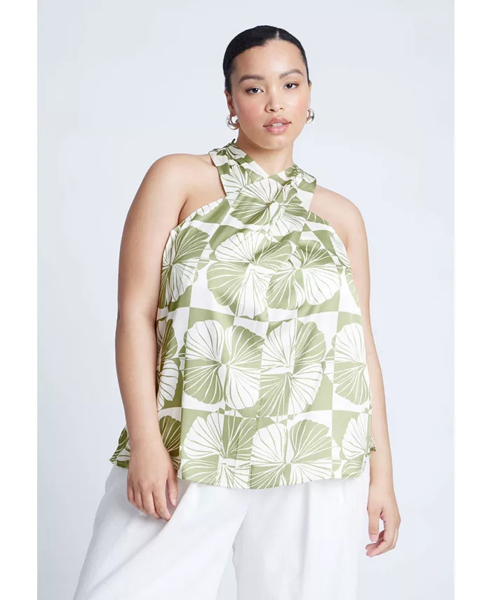 Женский топ с халтер-воротом ELOQUII, зеленый
Женский топ с халтер-воротом ELOQUII, зеленый