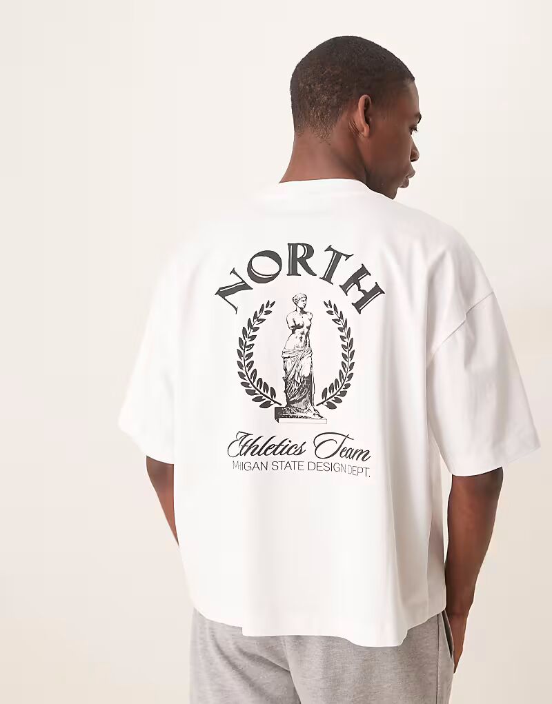 Футболка свободного кроя ASOS DESIGN с принтом спереди и сзади из плотной ткани плотностью 240 г/м² белого цвета
Футболка свободного кроя ASOS DESIGN с принтом спереди и сзади из плотной ткани плотностью 240 г/м² белого цвета