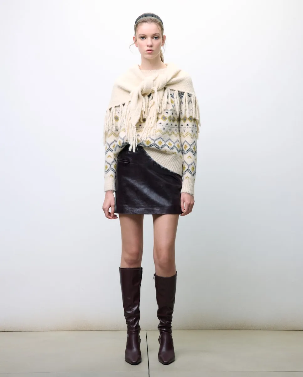 Женский джемпер с фантазийным узором и круглым вырезом Tintoretto, экрю
Женский джемпер с фантазийным узором и круглым вырезом Tintoretto, экрю